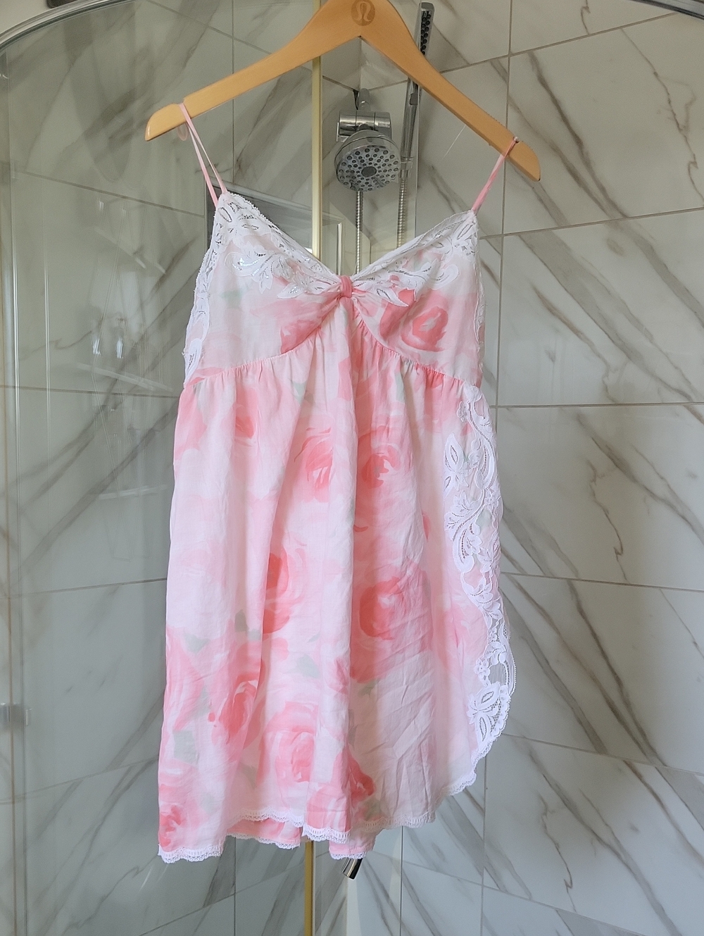 Natori Pink Floral Lace-Trim Chemise